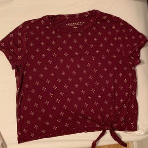 Burgundy Aeropostale 3/4 Cropped T Shirt